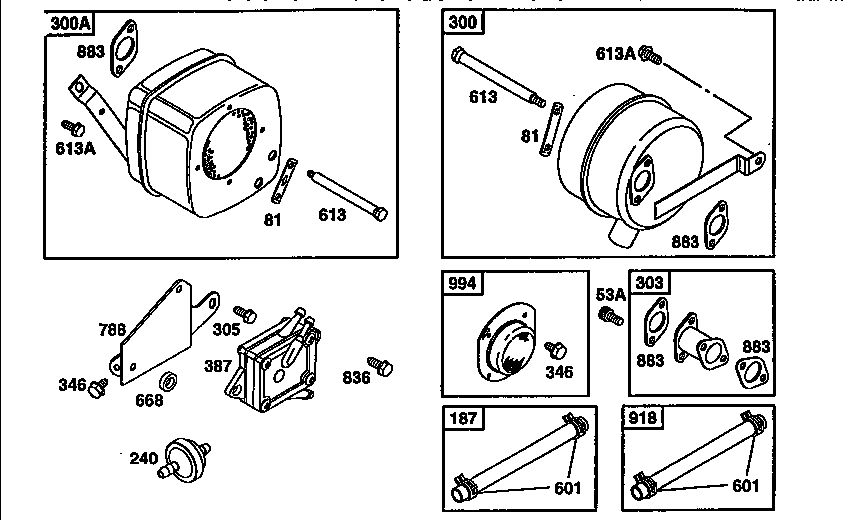 Exhaust Diagram and Parts List for 287700  Briggs and Stratton Engine